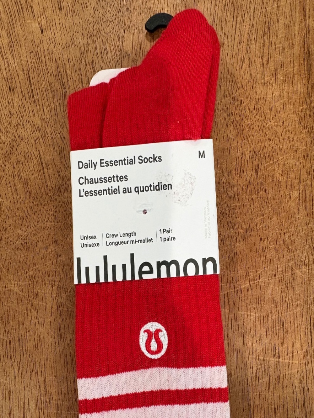 Lululemon daily essential socks crew length Oxford Red